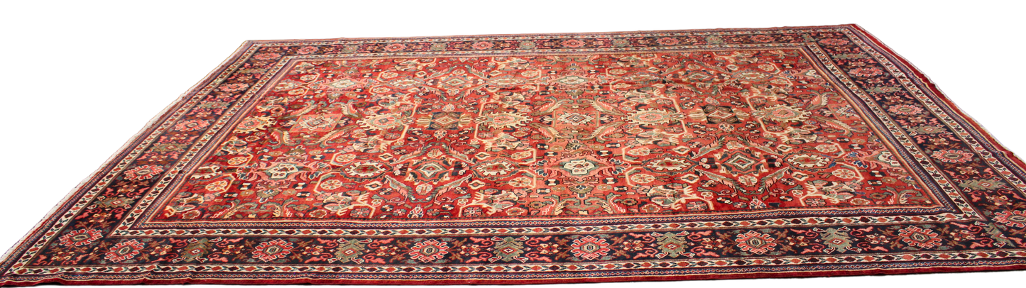 Architectural Rhythm - Antique Mahal Rug from Persia (10.9 × 15.7 ft) - 1737