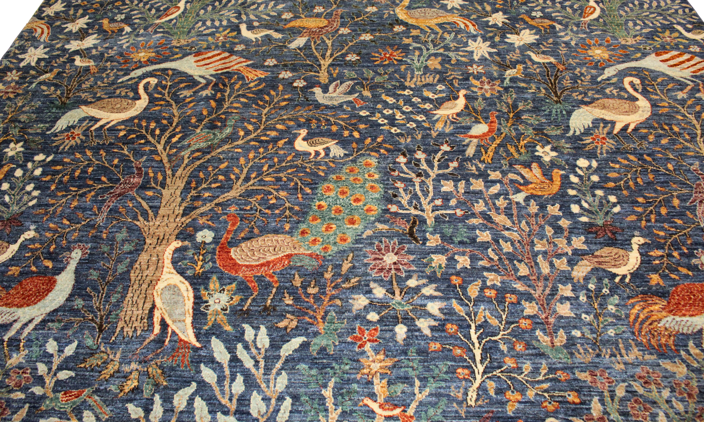 The Aviary Garden - Hand-Knotted Afghan Rug (10 × 14.1 ft) - 2765