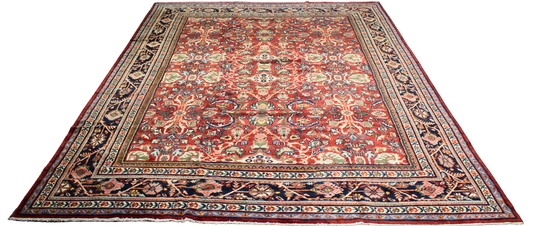 Floral Majesty - Antique Mahal Rug from Persia (10.6 × 13.10 ft) - 1720