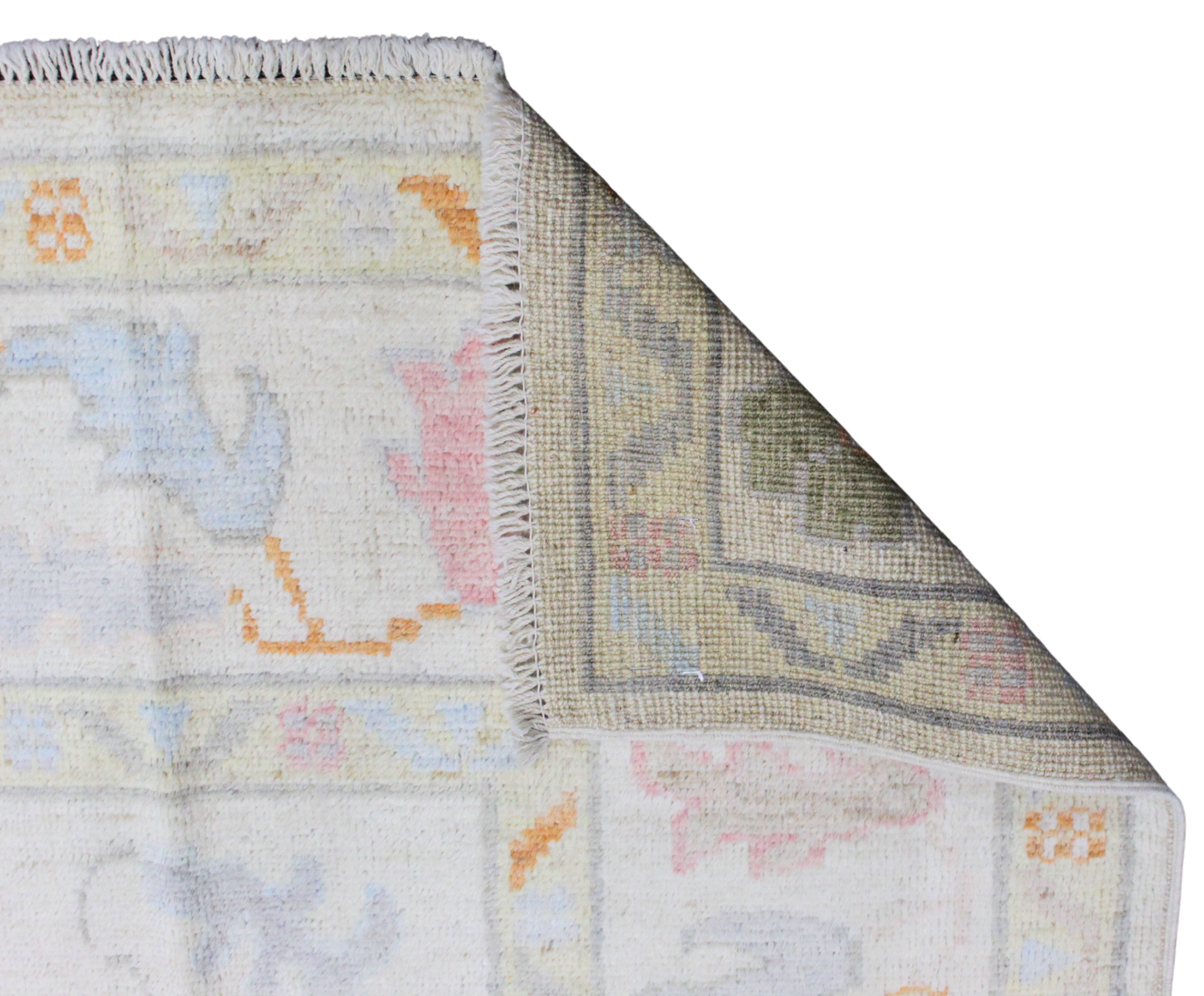 Pastel Reverie - Hand-Knotted Oushak Rug from Afghanistan (7.11 × 10 ft) - 8