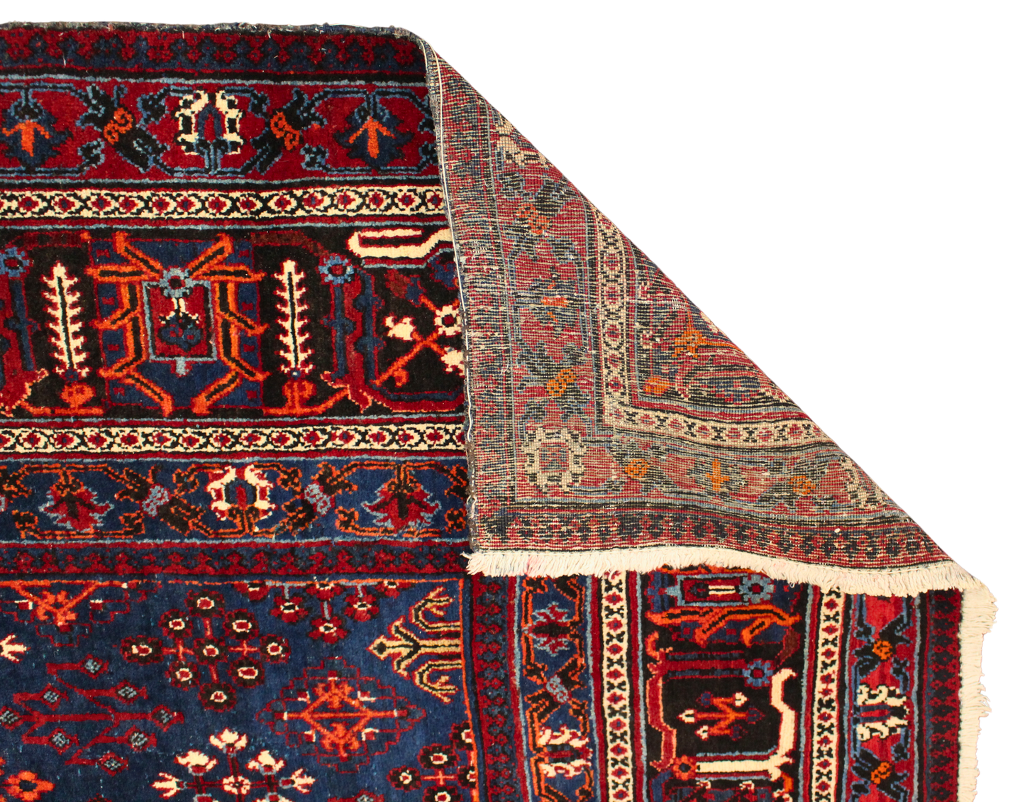Bold Geometry, Enduring Craft - Antique Joshegan Rug in Crimson & Navy (10.2 × 14 ft) - 1706