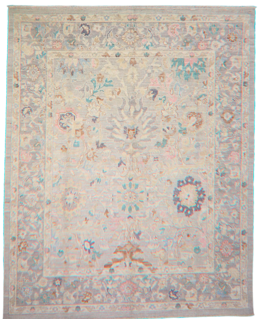 Whispered Florals - Oushak Afghan Rug (8.2 × 10.1 ft) - 73