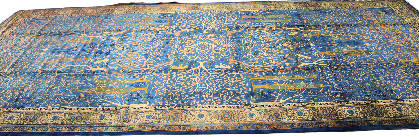 Imperial Garden - Antique Agra Rug from India (11.6 × 23.1 ft) - 1776