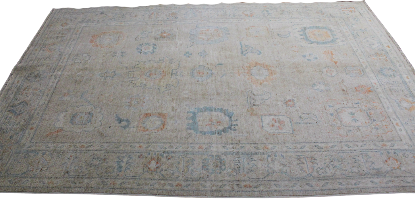 Worn Whisper - Hand-Knotted Oushak Rug from Afghanistan (6 × 8.8 ft) - 37