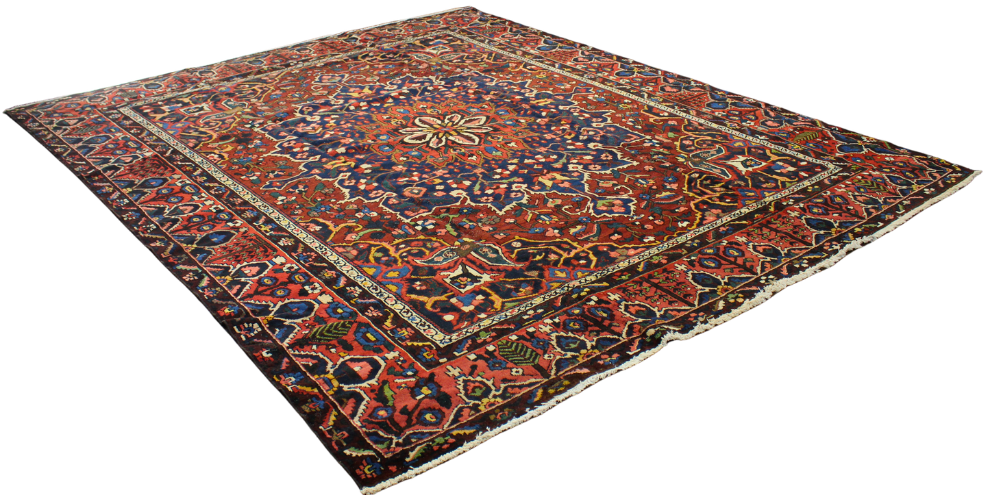 Geometric Bloom - Baktiary Rug from Persia (11.3 × 13.5 ft) - 1752