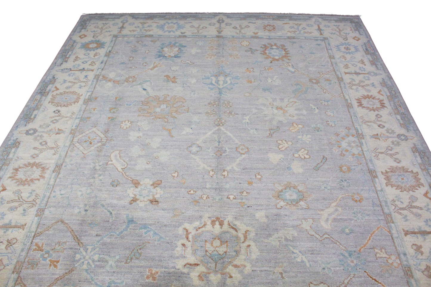 Powder Blue Serenity - Hand-Knotted Oushak Rug from Afghanistan (8.1 × 9.9 ft) - 9
