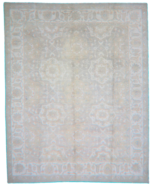 Ivory Reverence - Hand-Knotted Oushak Rug from Afghanistan (7.9 × 9.7 ft) - 32