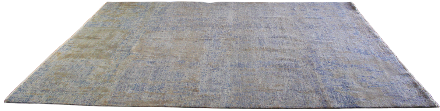 Soft Contrast - Modern Textured Rug in Faded Gold & Mist Blue (7.11 × 10.3 ft) - 2956