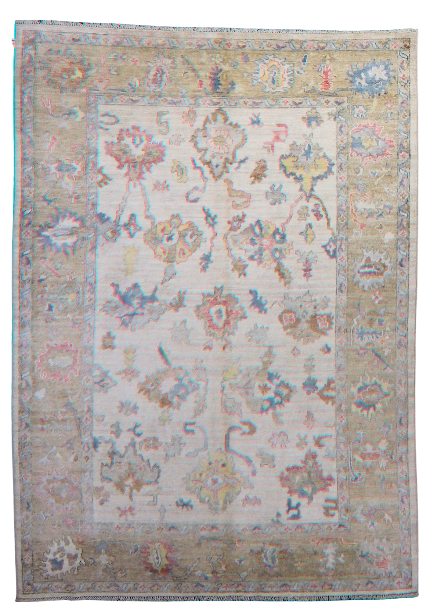 Golden Meadow - Hand-Knotted Oushak Rug from Afghanistan (6.2 × 8.7 ft) - 40