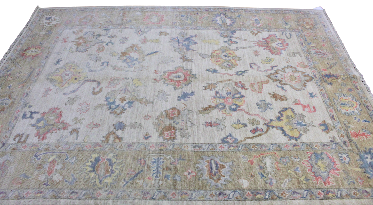 Golden Meadow - Hand-Knotted Oushak Rug from Afghanistan (6.2 × 8.7 ft) - 40