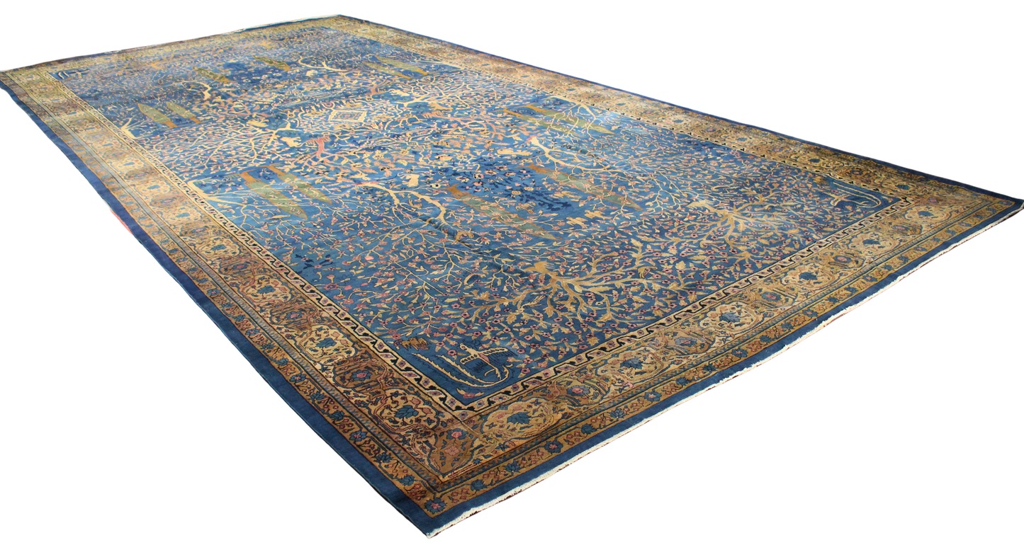 Imperial Garden - Antique Agra Rug from India (11.6 × 23.1 ft) - 1776