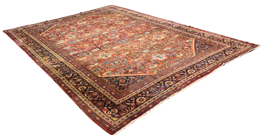 Floral Abundance with Village Charm - Antique Mahal Rug from Persia (10.6 × 13.8 ft) - 1732