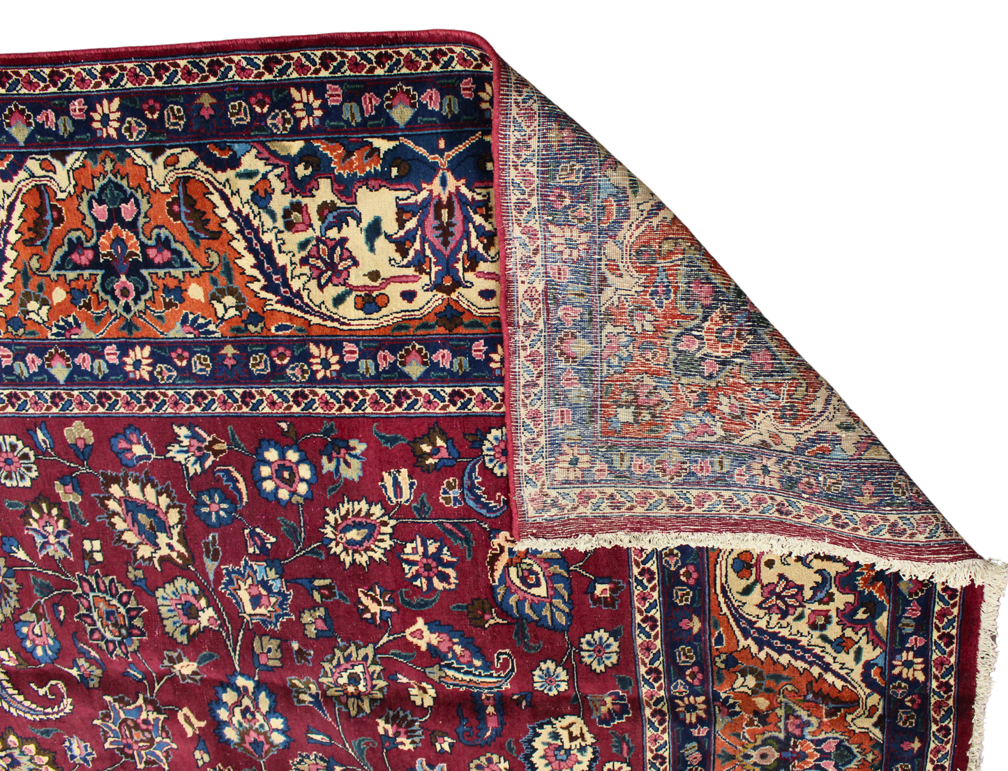 Classic Grandeur in Deep Ruby - Antique Mashad Rug (9.9 × 15.8 ft) - 1655