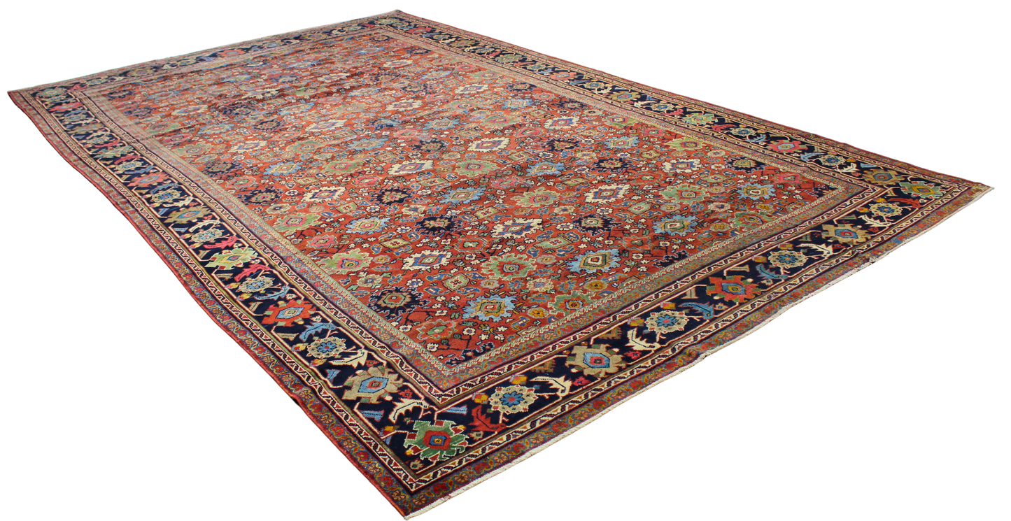 Field of Jewels - Antique Mahal Rug from Persia (10.9 × 16.4 ft) - 1742