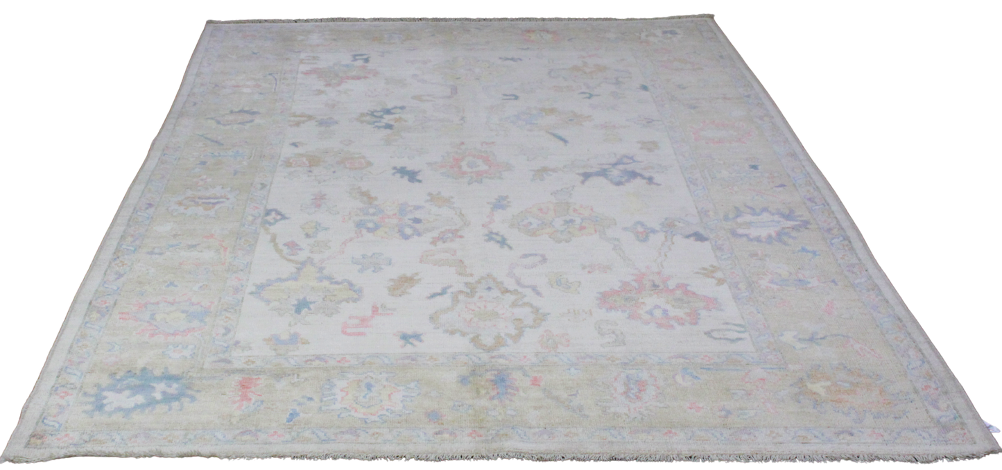 Golden Meadow - Hand-Knotted Oushak Rug from Afghanistan (6.2 × 8.7 ft) - 40