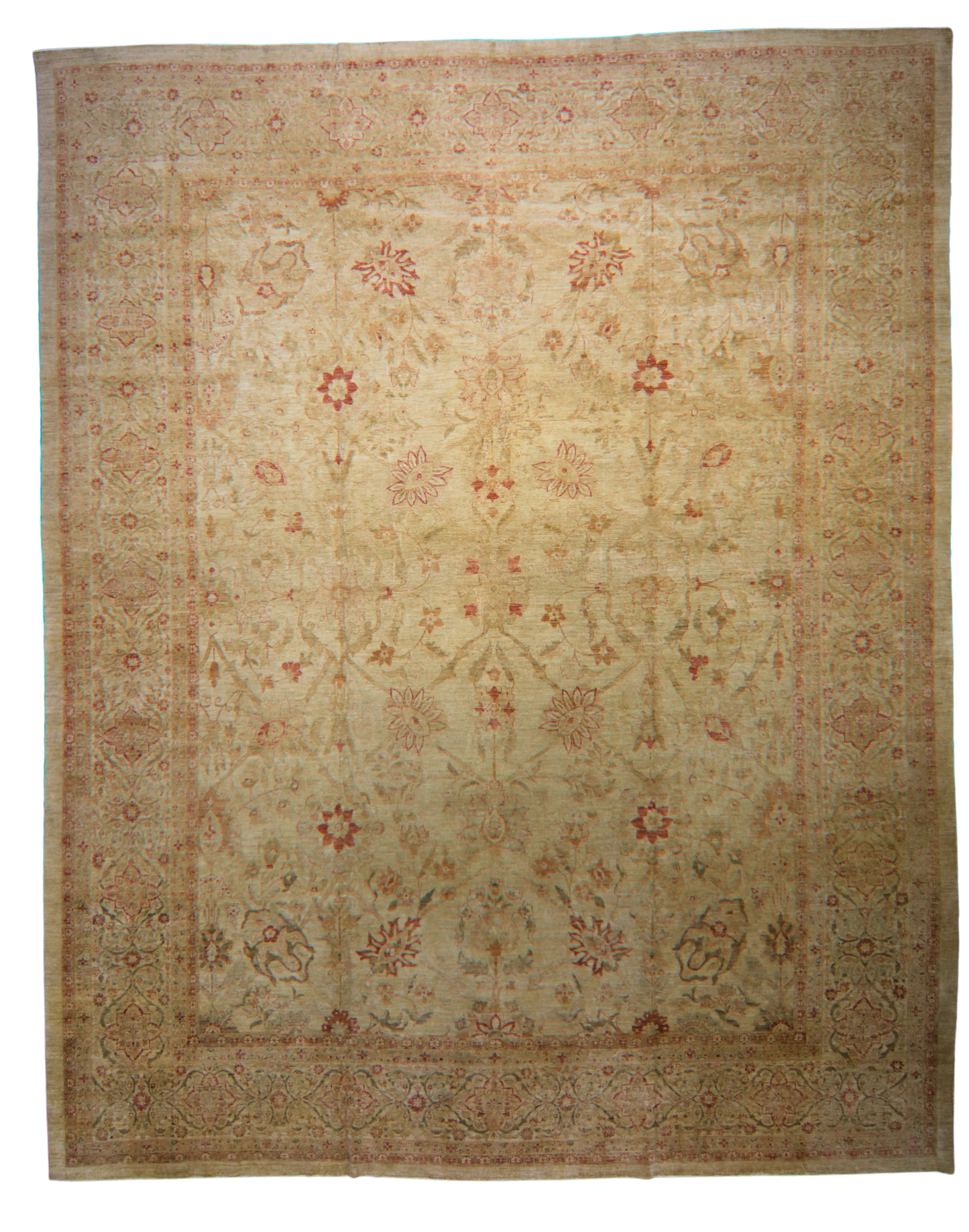 Golden Garden - Oversized Afghan Oushak Rug (12′7″ × 16′) - 1532