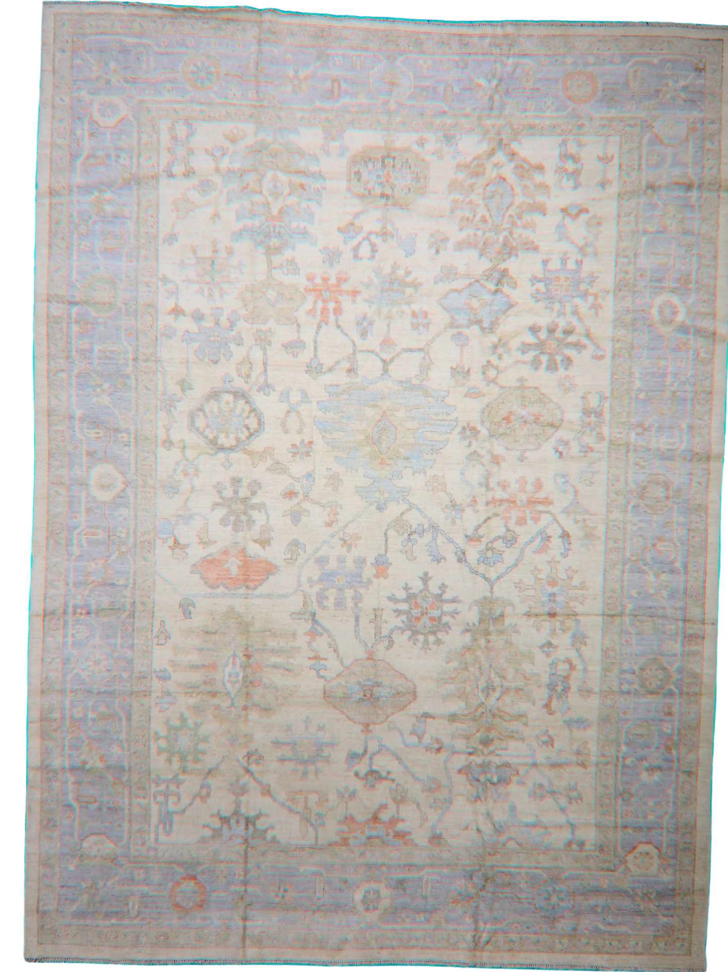 Whispers of Anatolia - Oushak Afghan Rug in Washed Neutrals (10.2 × 13.10 ft) - 2769
