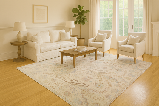 Whispered Garden - Ikat Rug from Pakistan (8′ × 10′2″) - 2459