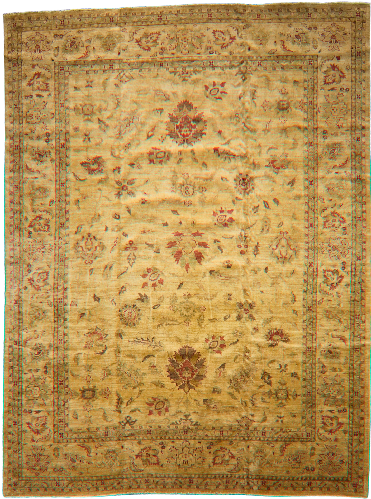 Olive and beige Oushak carpet for traditional homes