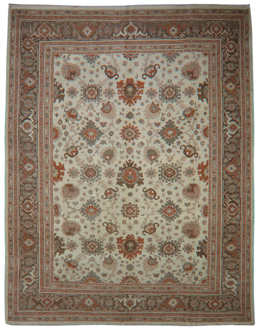 Traditional Persian rug in ivory and terracotta