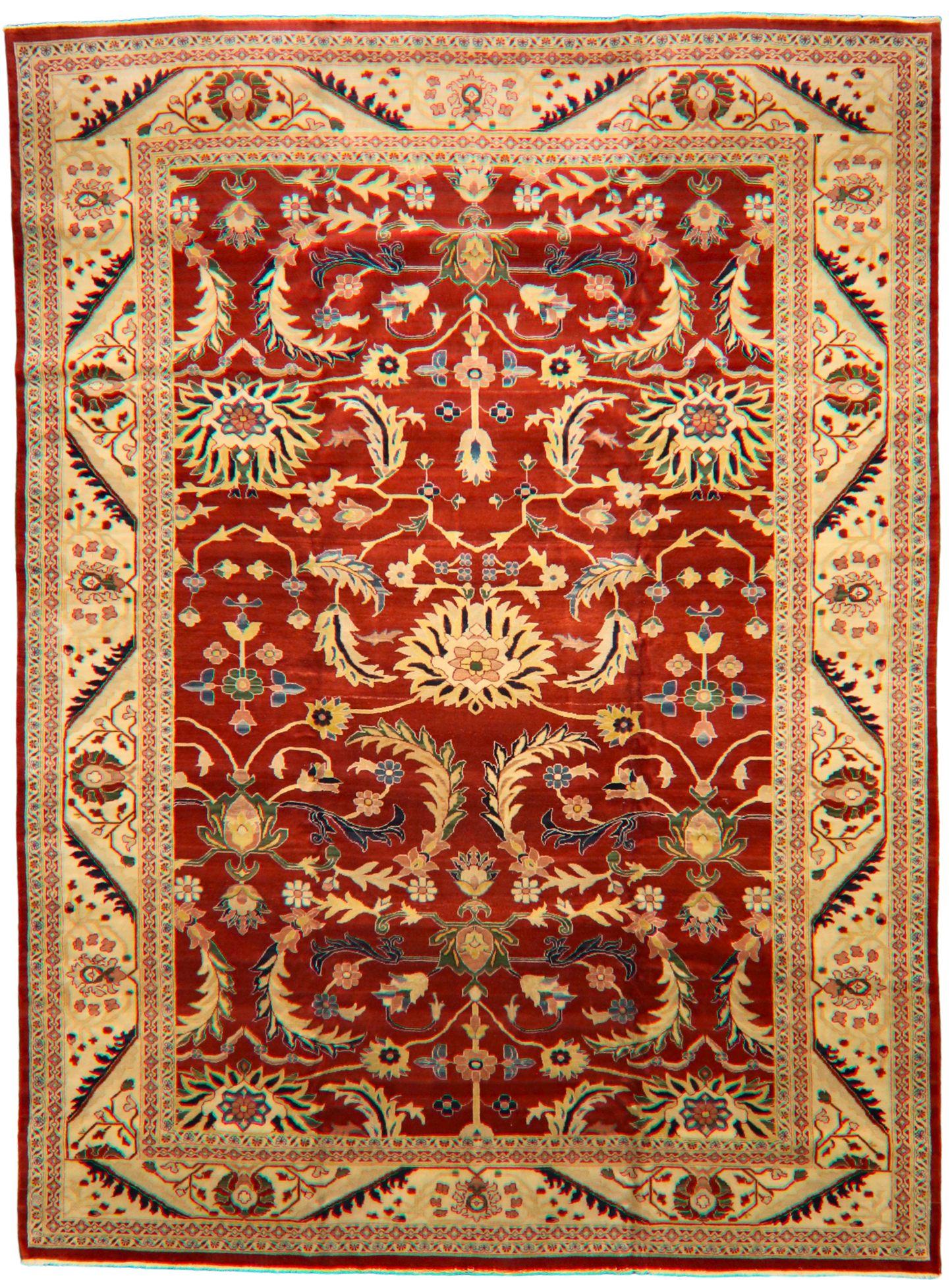 Traditional Tabriz carpet with palmette motifs