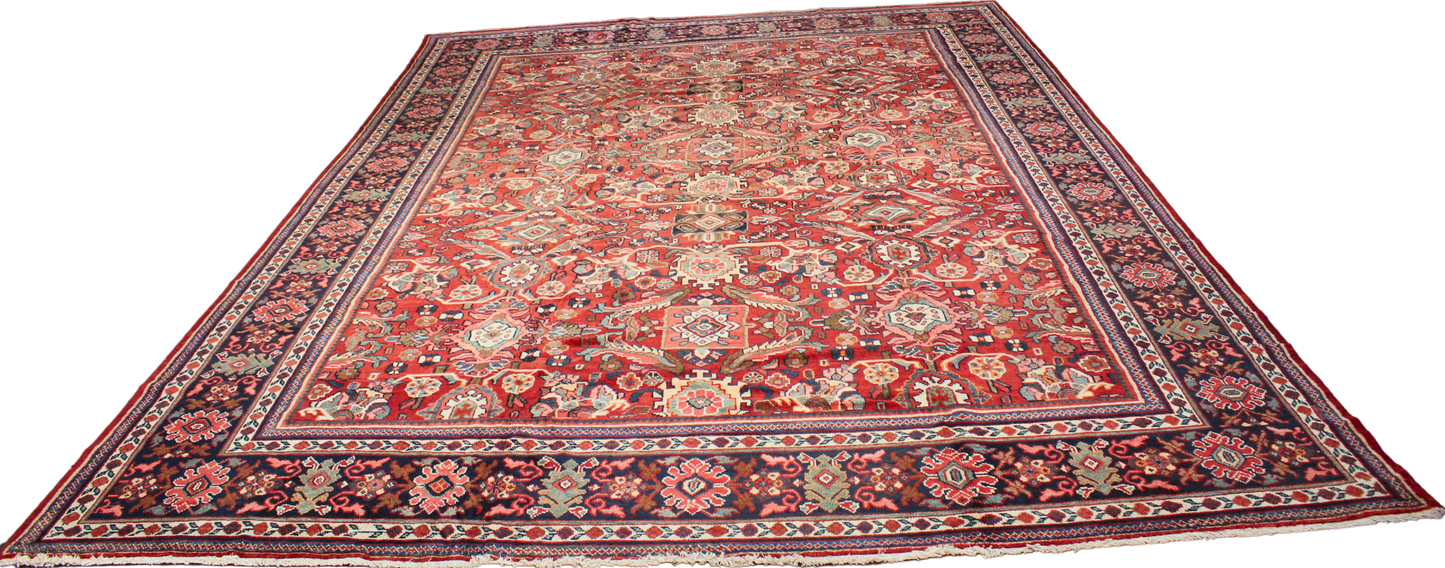 Architectural Rhythm - Antique Mahal Rug from Persia (10.9 × 15.7 ft) - 1737
