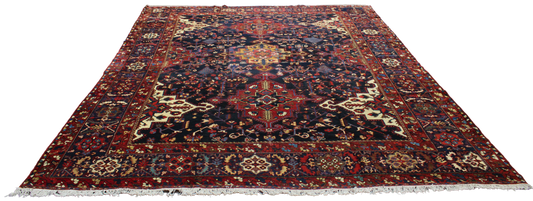 Tribal Geometry Preserved - Antique Baktiary Rug from Persia (10.7 × 13.10 ft) - 1723