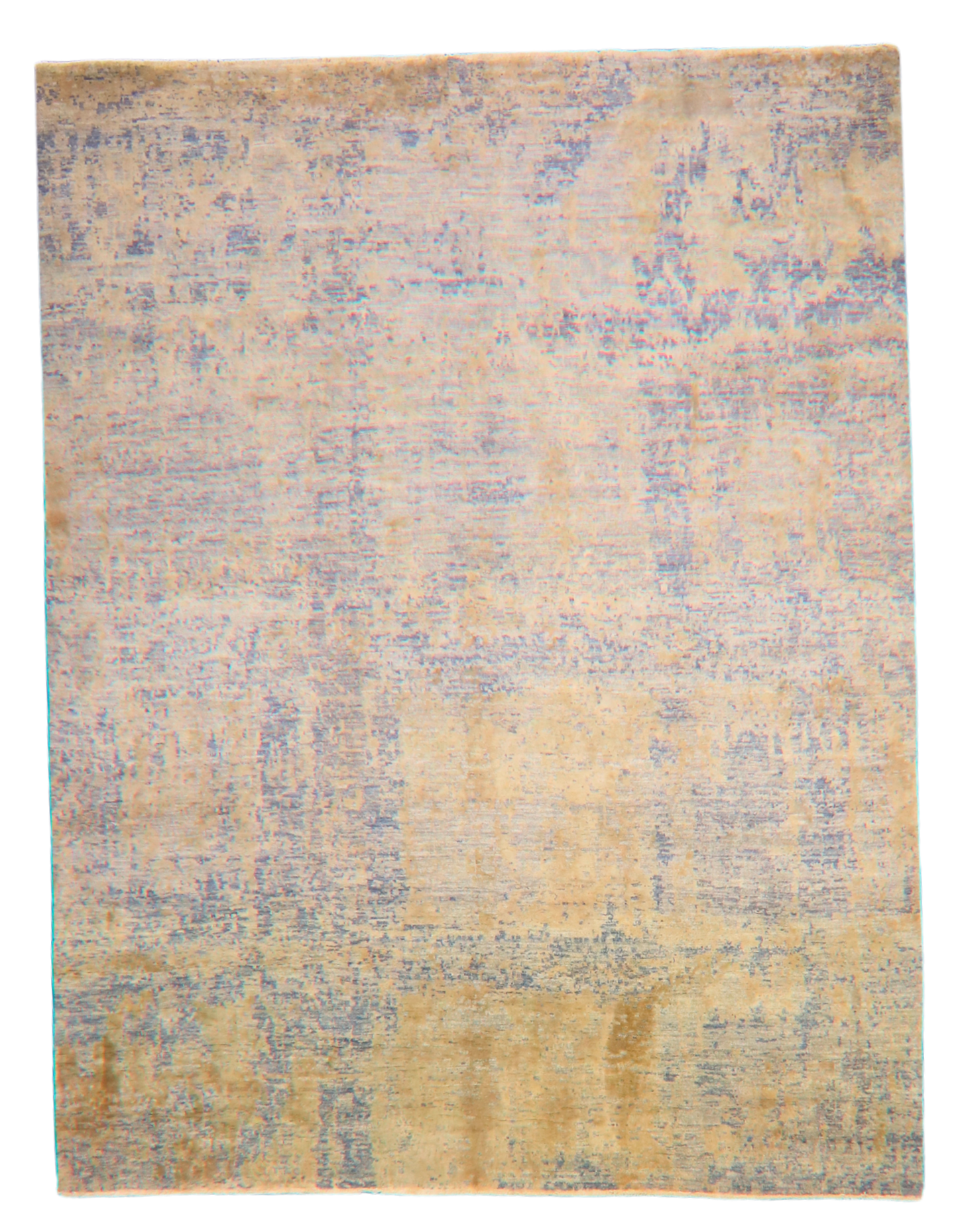 Soft Contrast - Modern Textured Rug in Faded Gold & Mist Blue (7.11 × 10.3 ft) - 2956