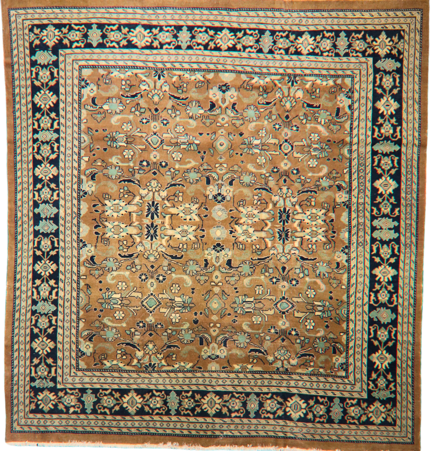 Whispers of Earth and Sky - Antique Mahal Rug from Persia (9.11 × 10.7 ft) - 1626