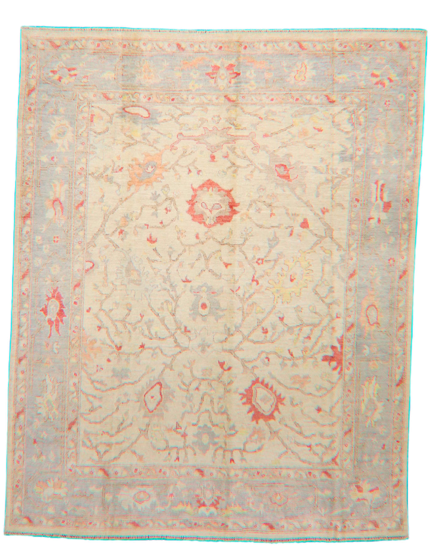 Soft Elegance - Hand-Knotted Oushak Rug from Afghanistan (7.8 × 9.9 ft) - 6
