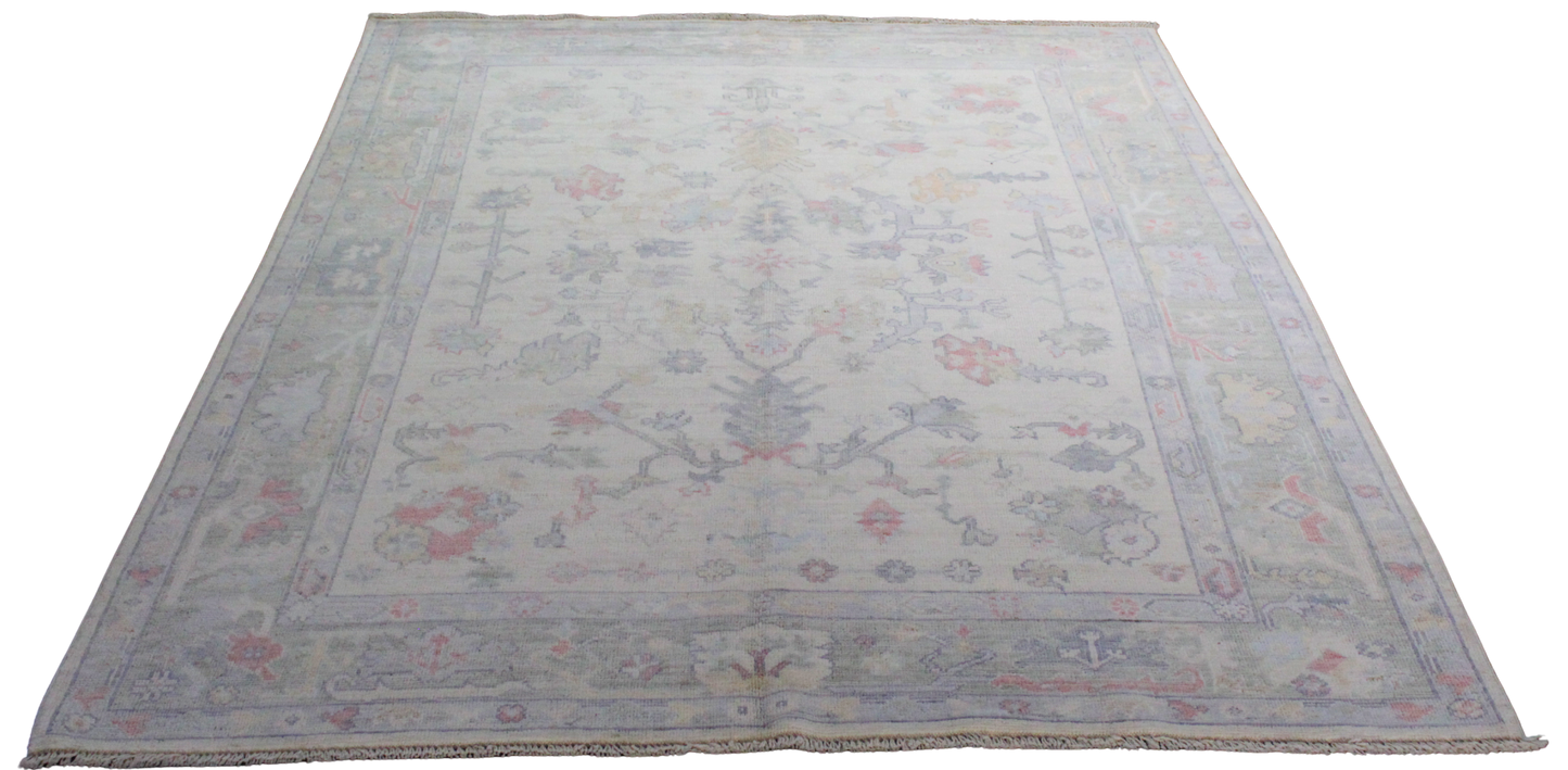 Pastoral Poise - Hand-Knotted Oushak Rug from Afghanistan (6.1 × 8.9 ft) - 32