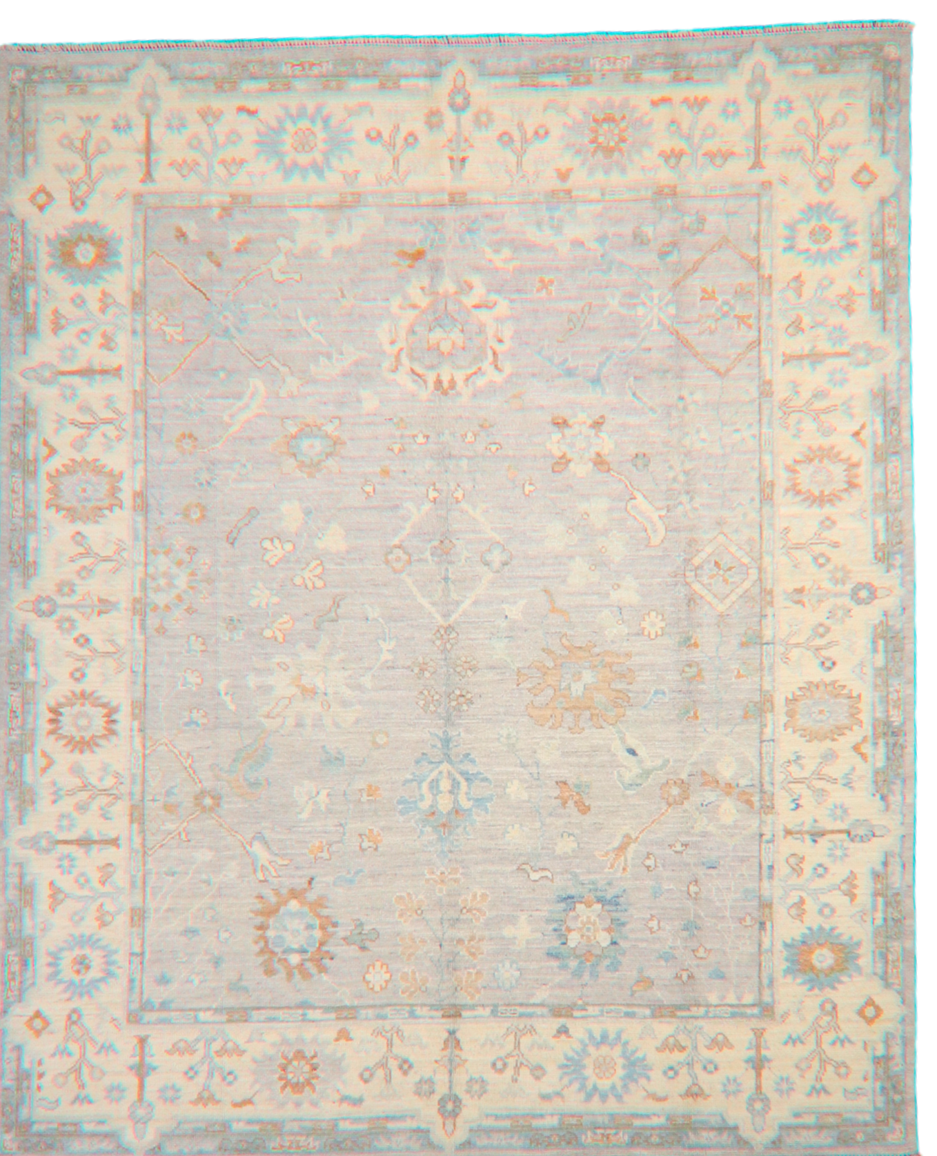 Powder Blue Serenity - Hand-Knotted Oushak Rug from Afghanistan (8.1 × 9.9 ft) - 9