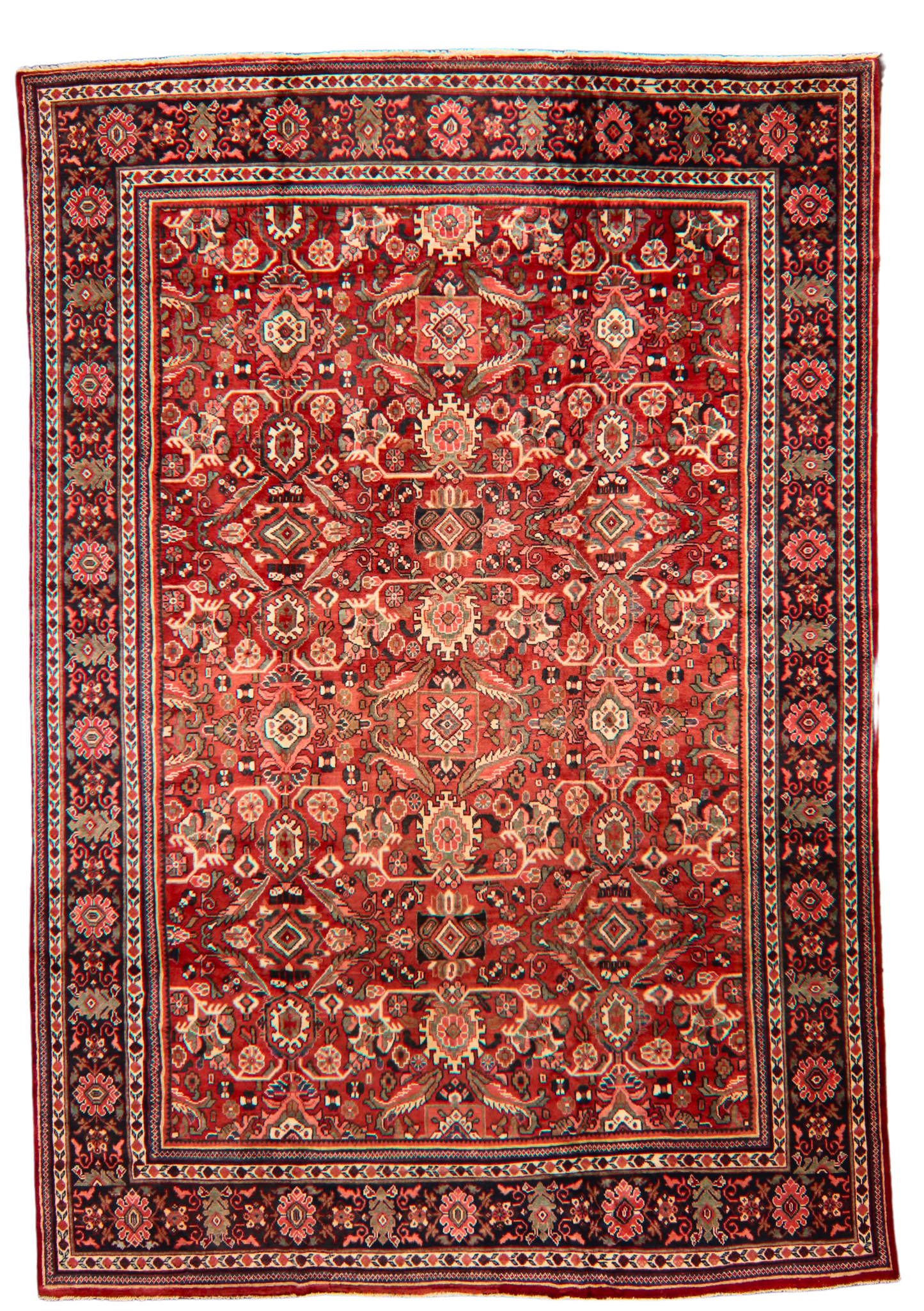 Architectural Rhythm - Antique Mahal Rug from Persia (10.9 × 15.7 ft) - 1737