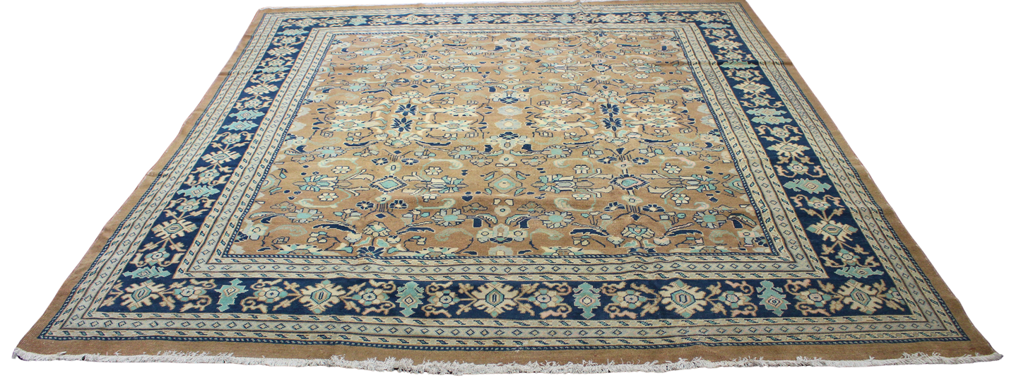 Whispers of Earth and Sky - Antique Mahal Rug from Persia (9.11 × 10.7 ft) - 1626