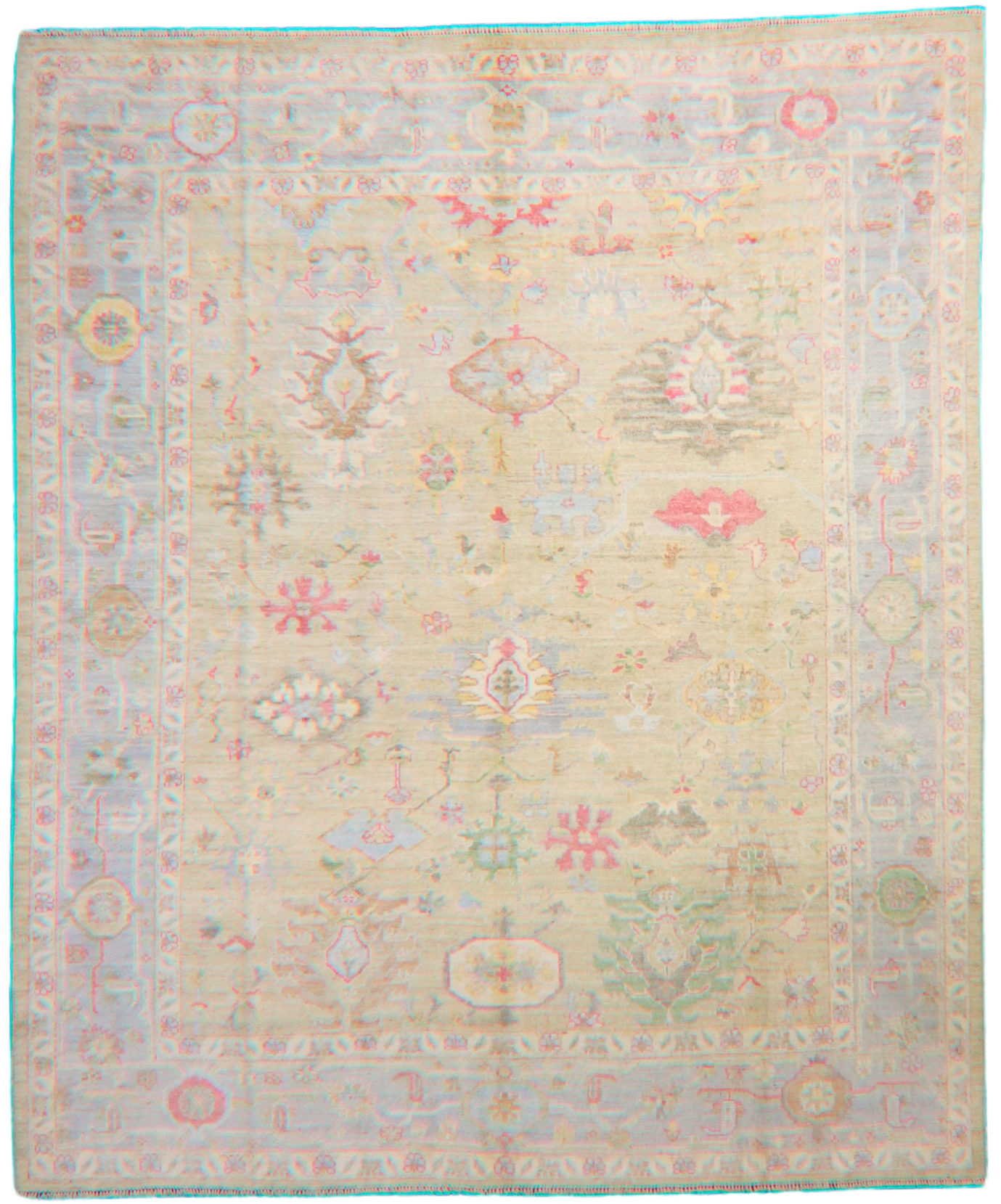 Pastel Harmony - Oushak Afghan Rug (8.1 × 9.7 ft) - 1006