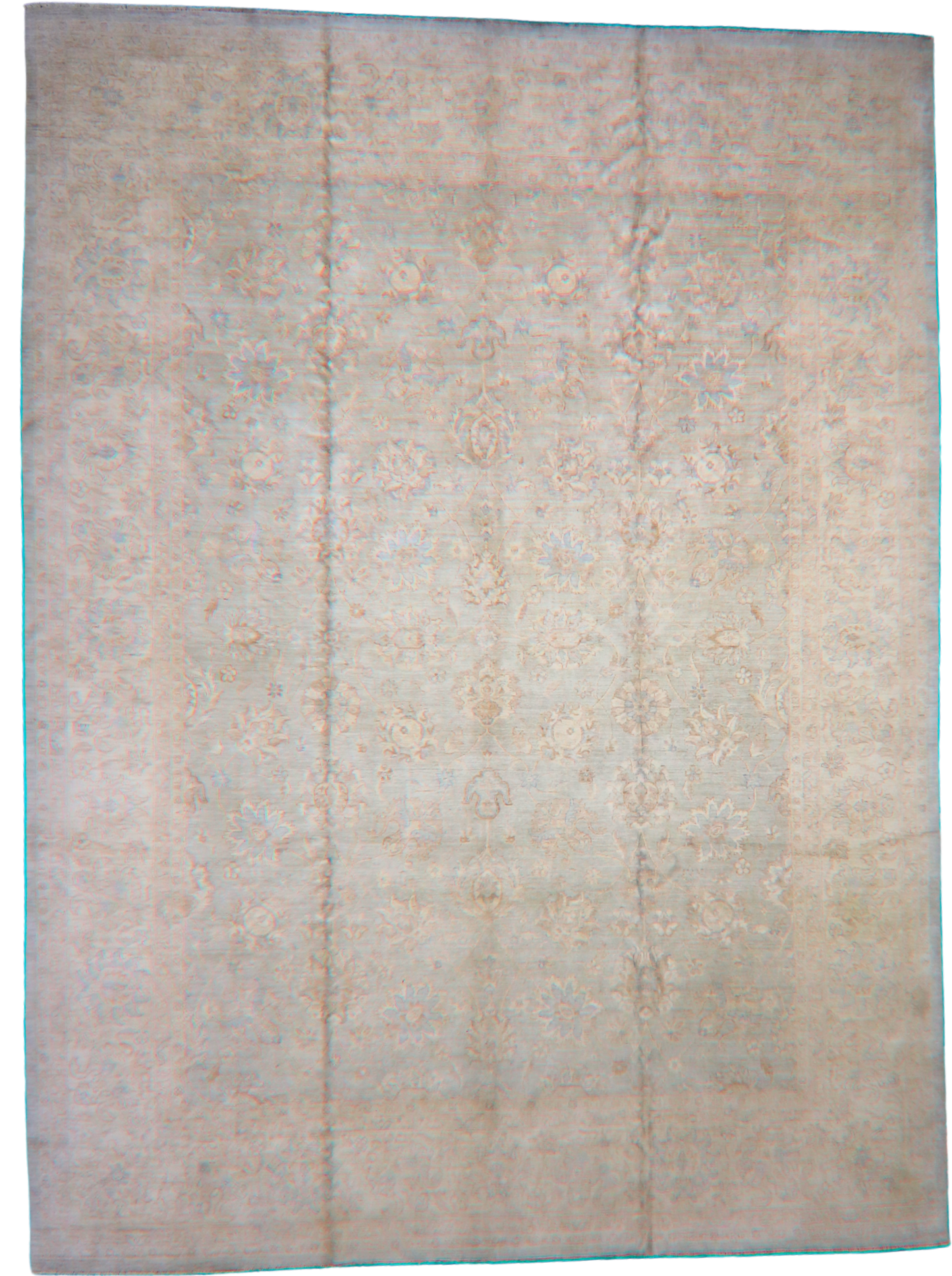 Subtle Grandeur - Fine Tabriz Rug in Mist and Sand (9.11 × 13.5 ft) - 2763