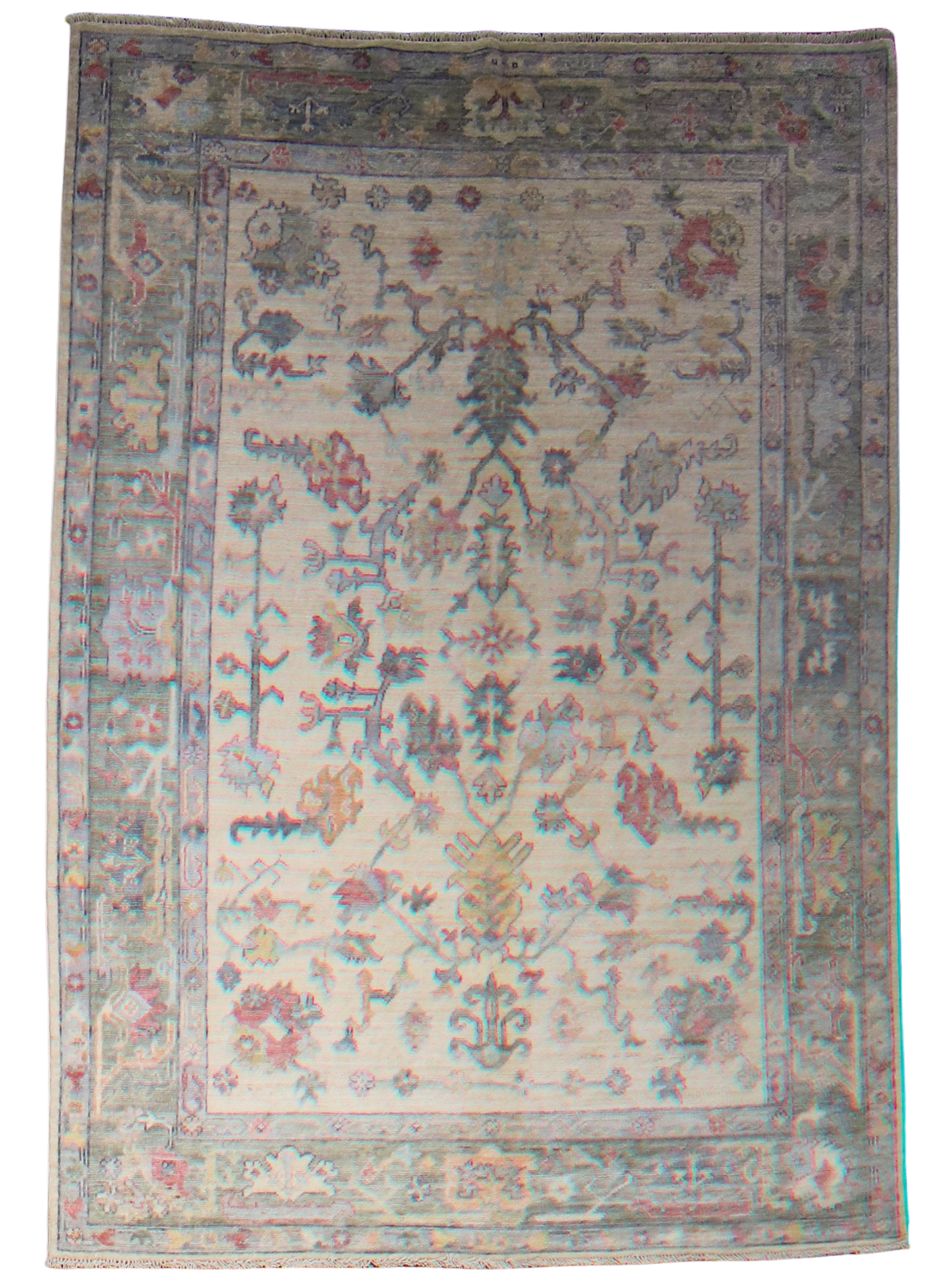 Pastoral Poise - Hand-Knotted Oushak Rug from Afghanistan (6.1 × 8.9 ft) - 32
