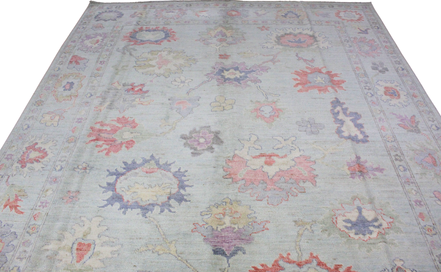 Joyful Composition - Hand-Knotted Oushak Rug from Afghanistan (8 × 9.10 ft) - 7