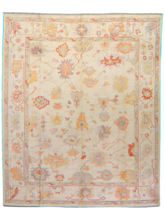 Sunlit Garden - Hand-Knotted Oushak Rug from Afghanistan (7.11 × 9.7 ft) - 13