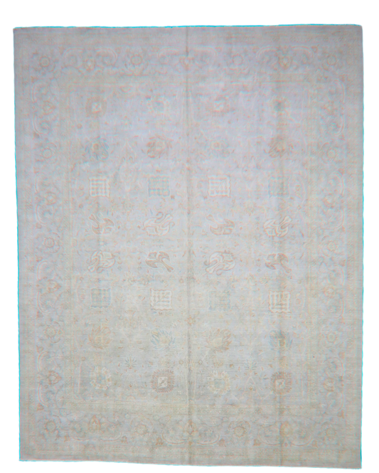 Whispered Geometry - Hand-Knotted Tabriz Rug from Afghanistan (7.9 × 9.9 ft) - 17