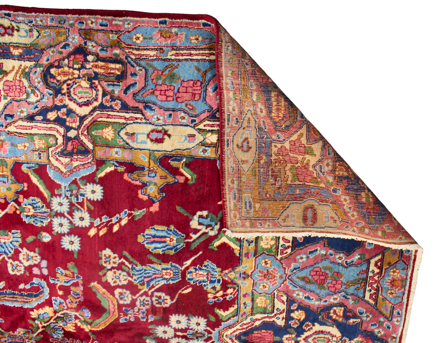Royal Bloom - Antique Yazd Rug from Persia (11.4 × 16 ft) - 1758