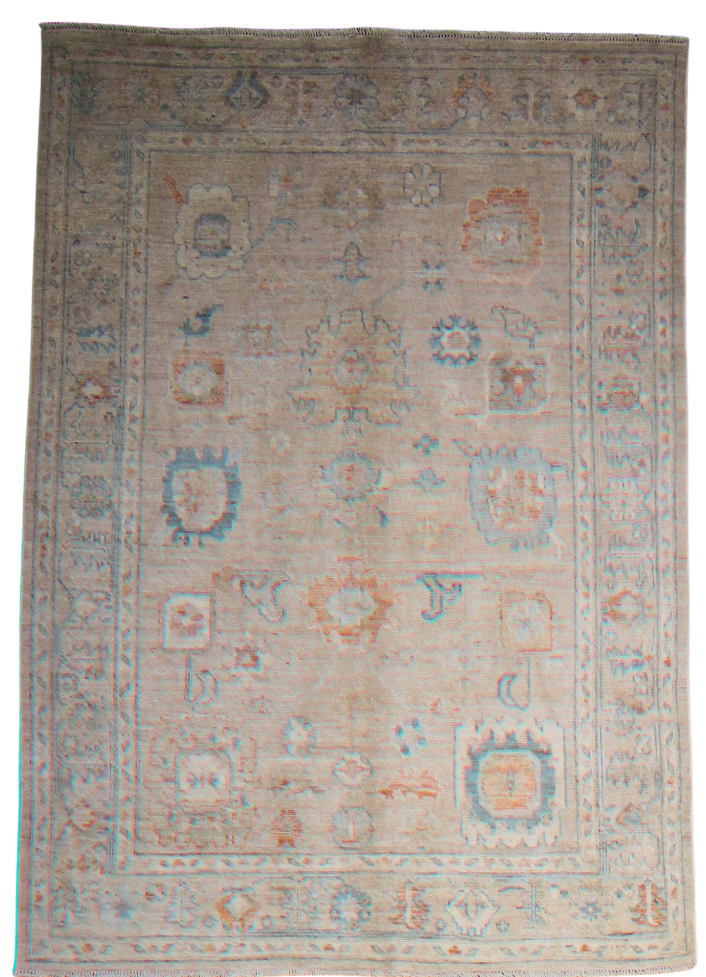 Worn Whisper - Hand-Knotted Oushak Rug from Afghanistan (6 × 8.8 ft) - 37