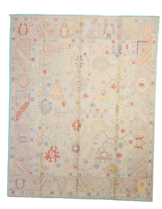 Playful Symmetry - Hand-Knotted Oushak Rug from Afghanistan (7.11 × 9.10 ft) - 18