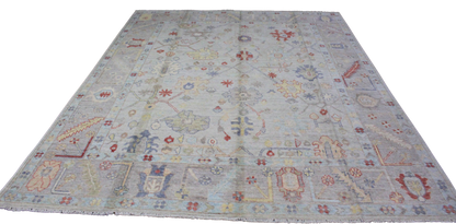 Playful Symmetry - Hand-Knotted Oushak Rug from Afghanistan (7.11 × 9.10 ft) - 18