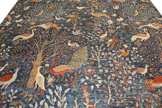 The Aviary Garden - Hand-Knotted Afghan Rug (10 × 14.1 ft) - 2765