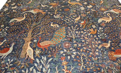 The Aviary Garden - Hand-Knotted Afghan Rug (10 × 14.1 ft) - 2765