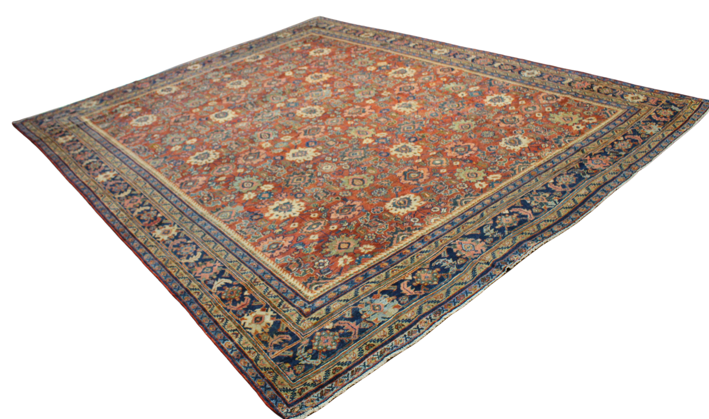 Garden of Repetition - Antique Persian Mahal Rug (11.2 × 13.6 ft) - 1748