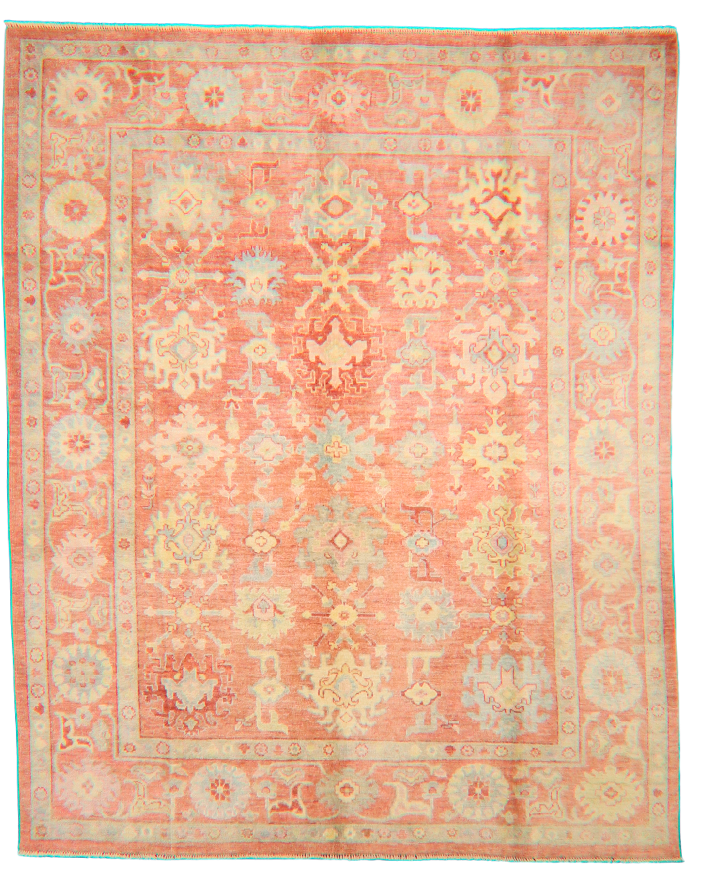 Warm Radiance - Hand-Knotted Oushak Rug from Afghanistan (7.10 × 9.8 ft) - 9