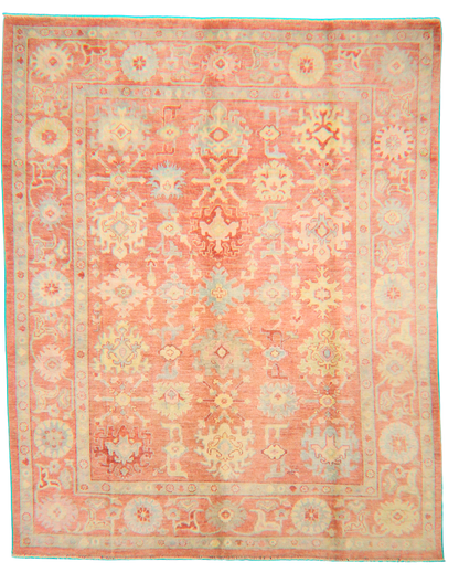 Warm Radiance - Hand-Knotted Oushak Rug from Afghanistan (7.10 × 9.8 ft) - 9