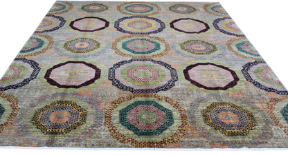 Geometric Harmony - Hand-Knotted Mamluk Rug from Afghanistan (7.11 × 9.11 ft) - 25